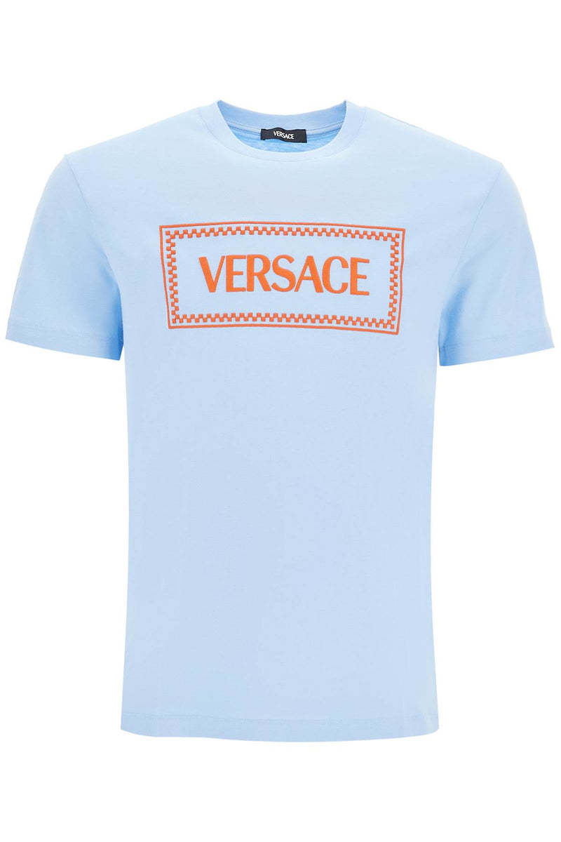 Versace Embroidered Logo T-Shirt Blue