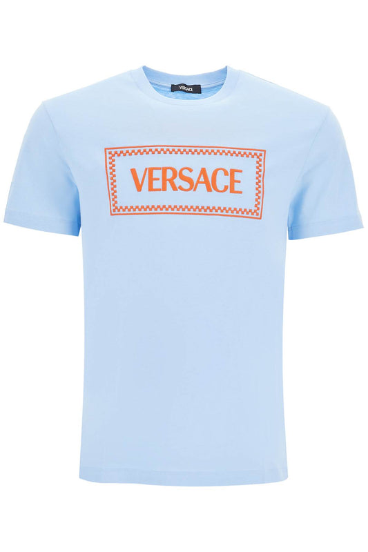 Versace Embroidered Logo T-Shirt Blue