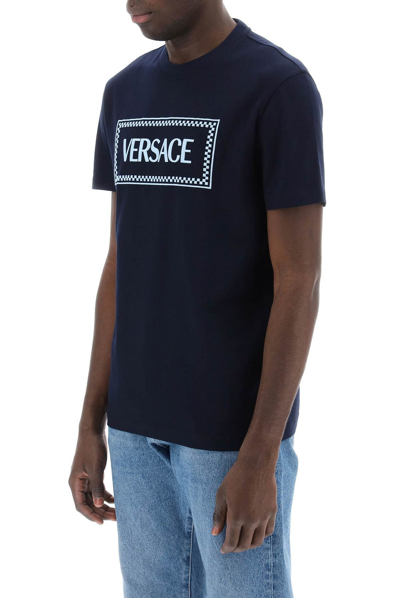 Versace Embroidered Logo T-Shirt Blue