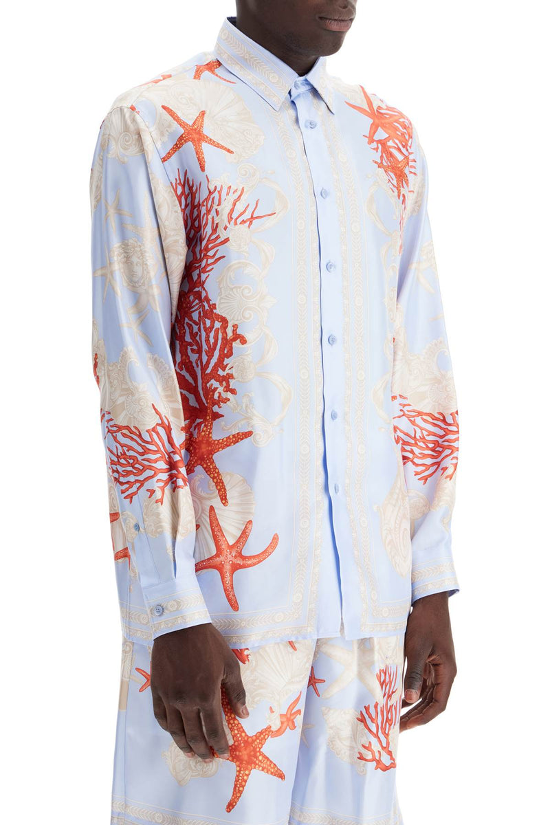 Versace Barocco Sea Silk Shirt Blue