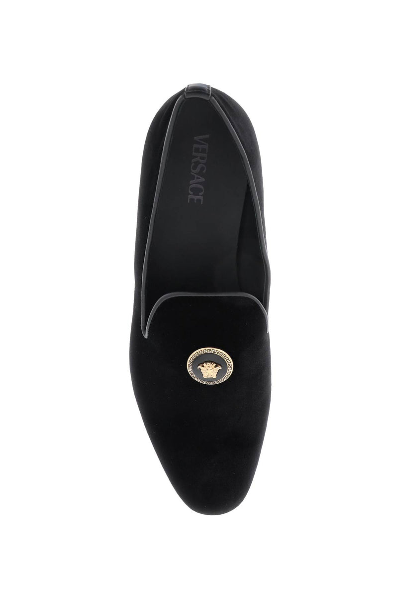 Versace Velvet Medusa Loafers Black