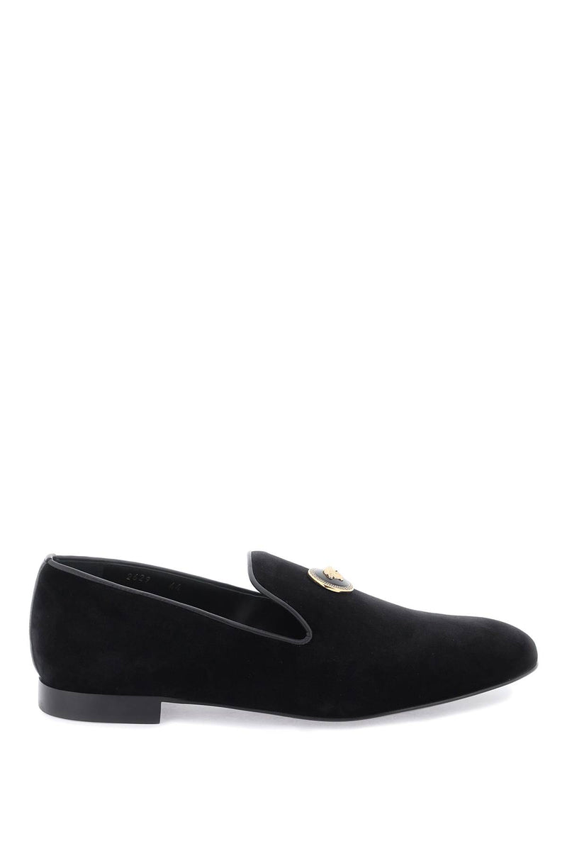 Versace Velvet Medusa Loafers Black