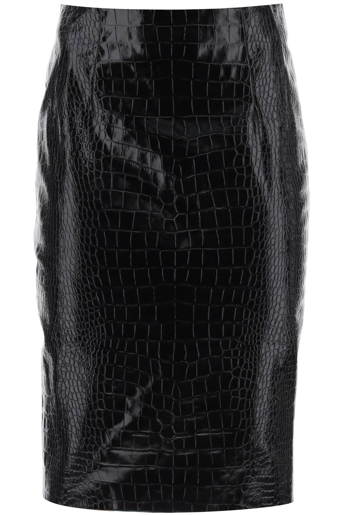 Versace Croco-Effect Leather Pencil Skirt