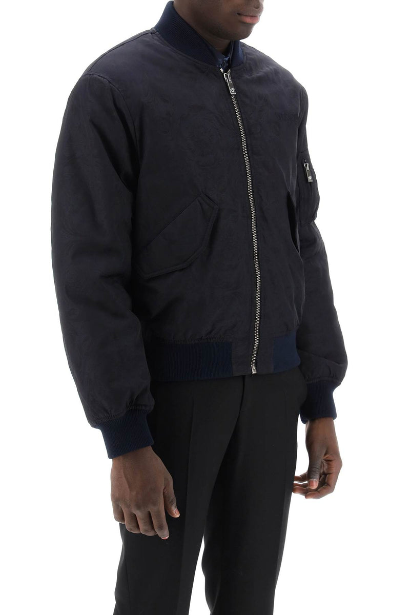 Versace Barocco Bomber Jacket Blue