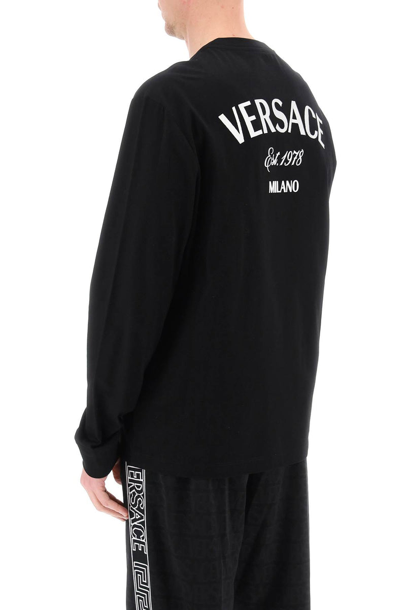 Versace Milano Stamp Long-Sleeved T-Shirt Black