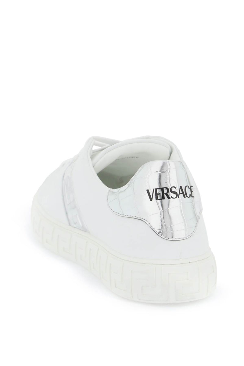 Versace Greek Pattern Sneakers Silver