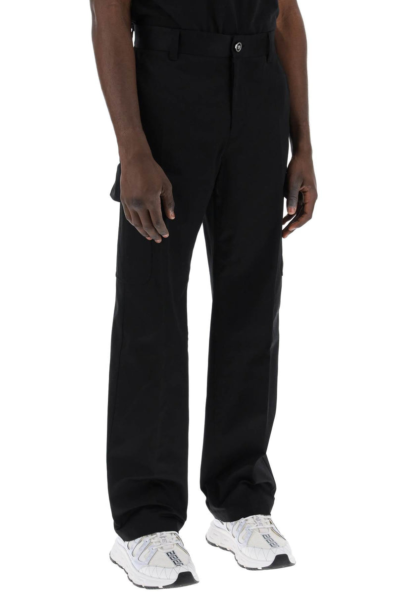 Versace Cotton Gabardine Cargo Pants In Black