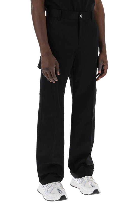 Versace Cotton Gabardine Cargo Pants In Black