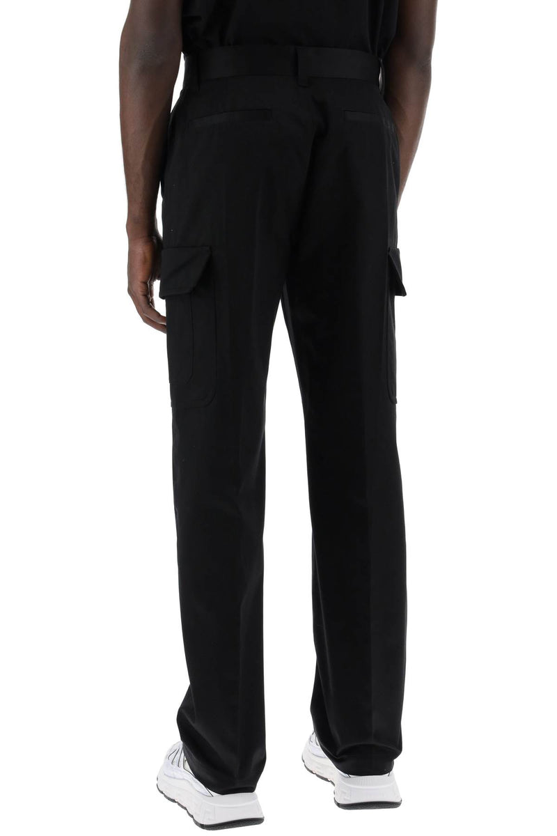 Versace Cotton Gabardine Cargo Pants In Black