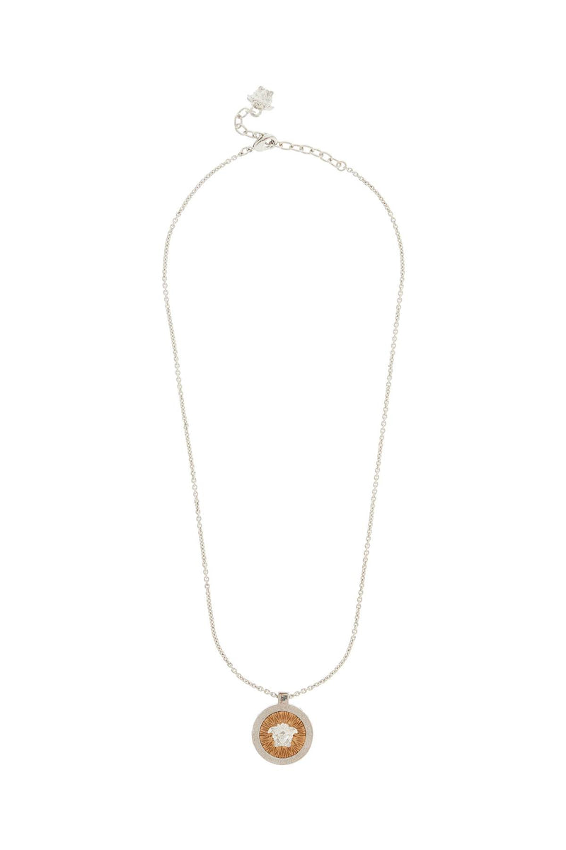 Versace Ic Crystal Necklace With Pendant And Chain Silver