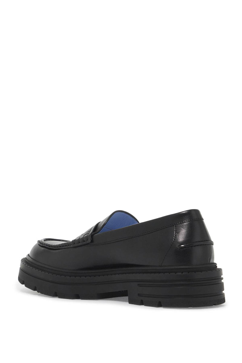 Versace Smooth Leather Adriano Loafers In Black