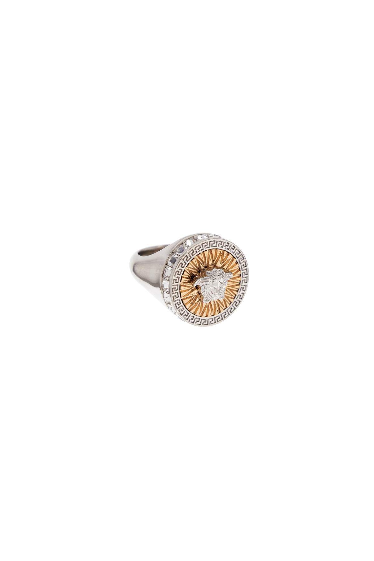 Versace Icon Ring With Crystals Silver