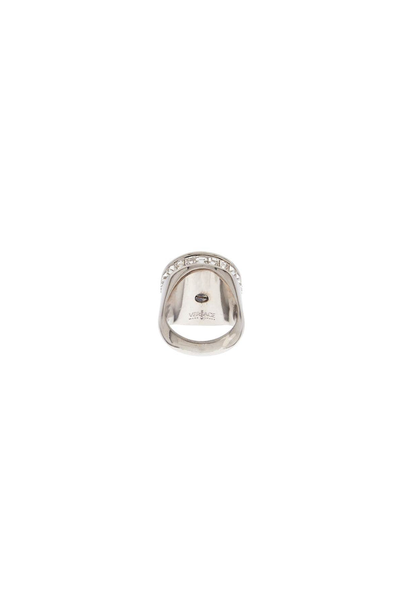 Versace Icon Ring With Crystals Silver