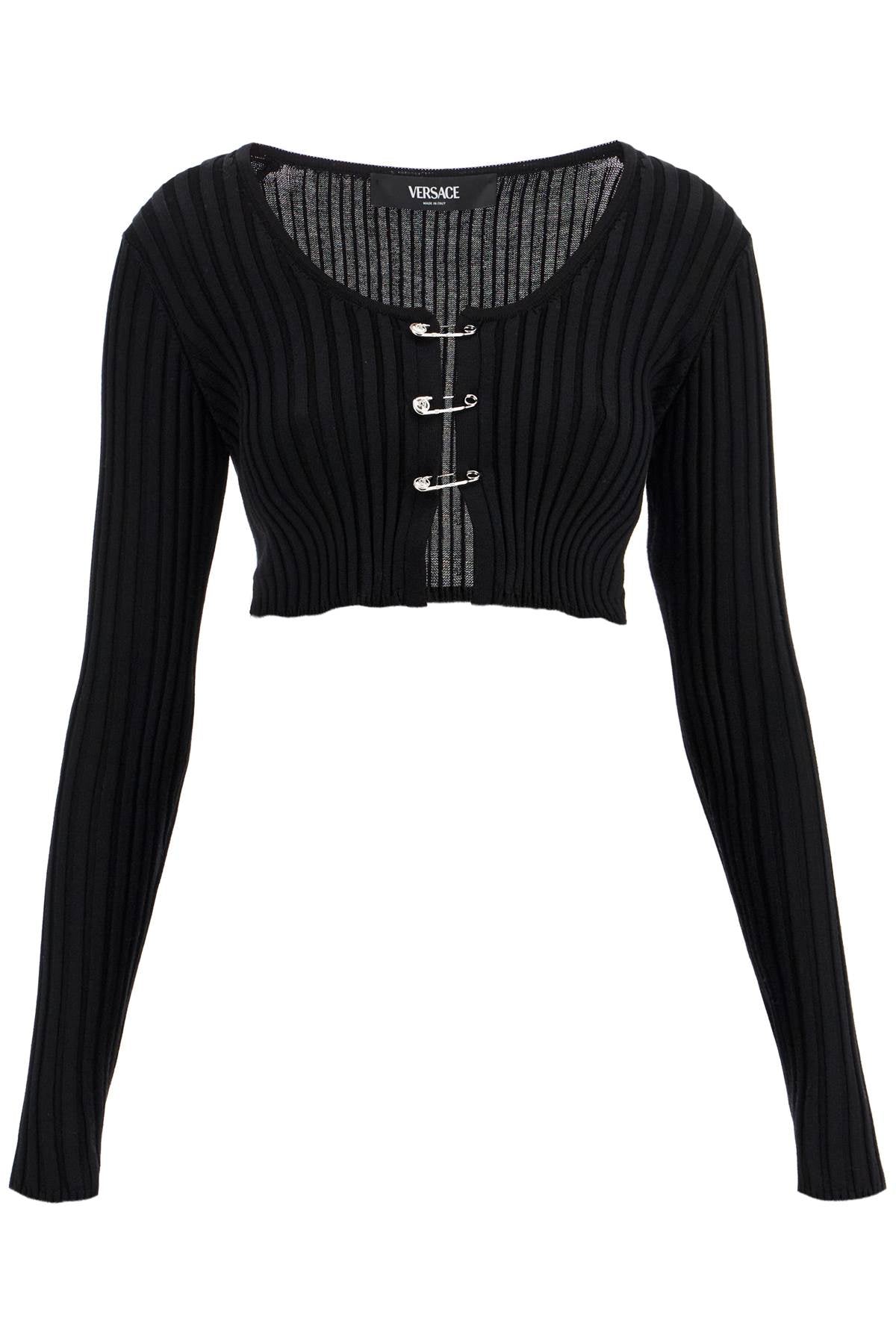 Versace 'Cropped Safety Pin Cardigan