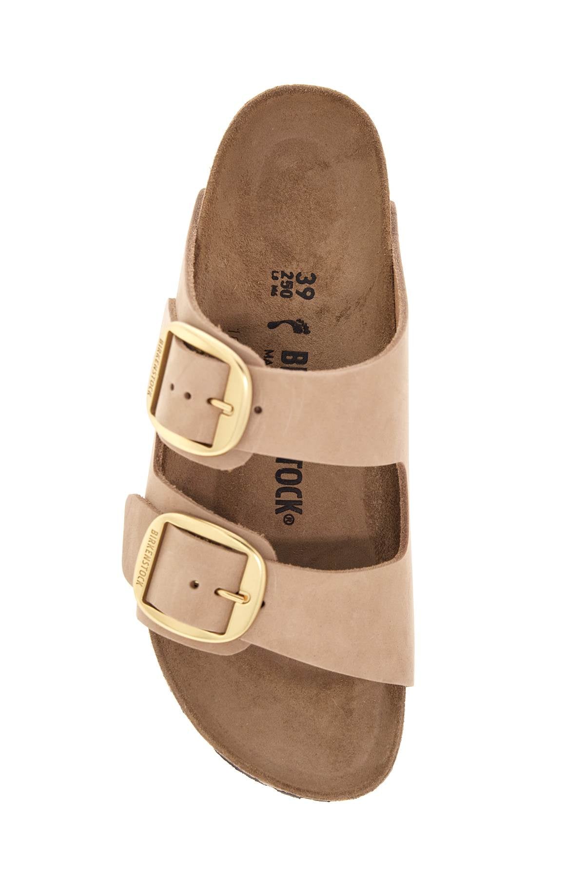 Birkenstock Nubuck Leather Sandals Sandcastle With Golden Buckles