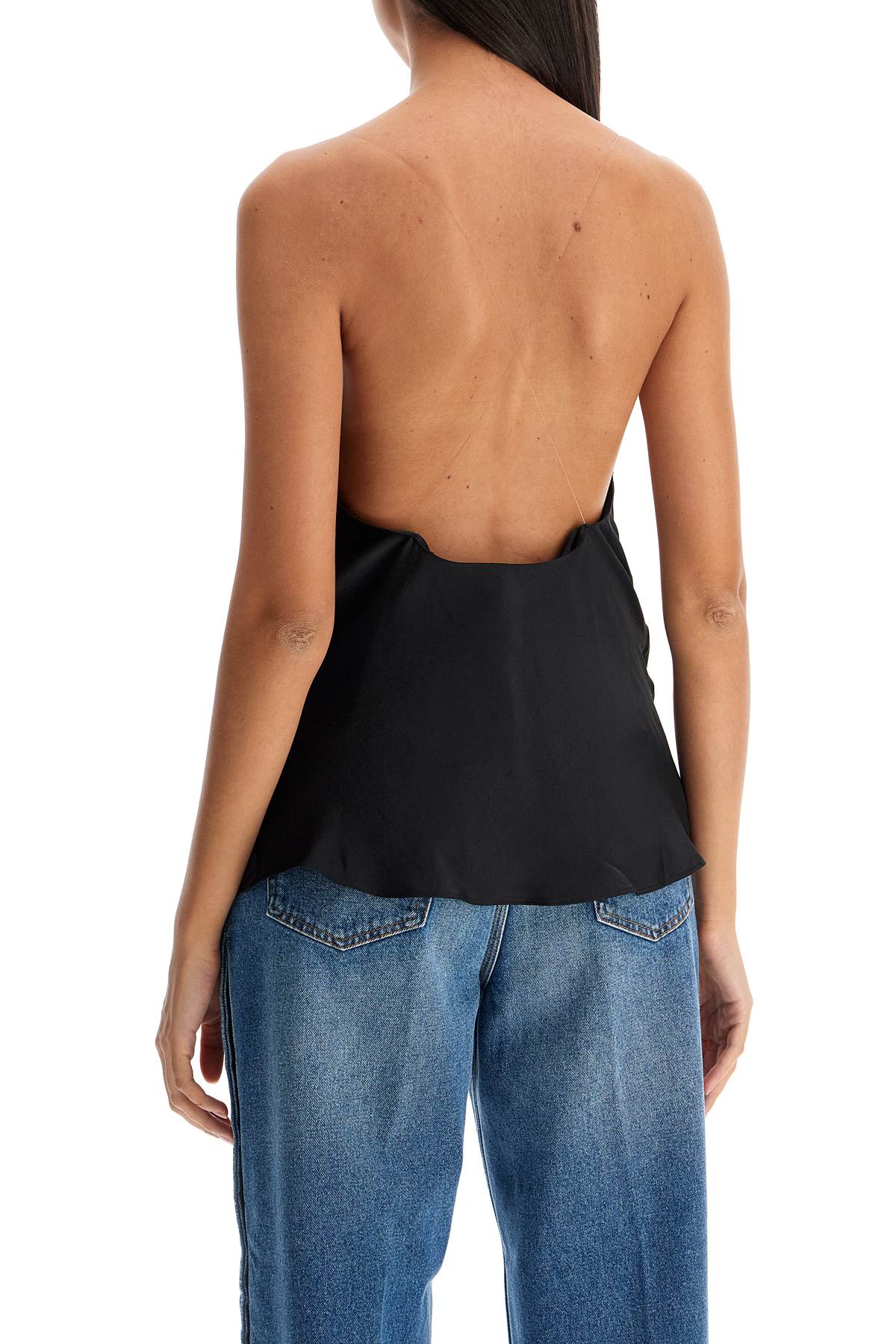 Y Project Satin Top With Draped Neckline And Low