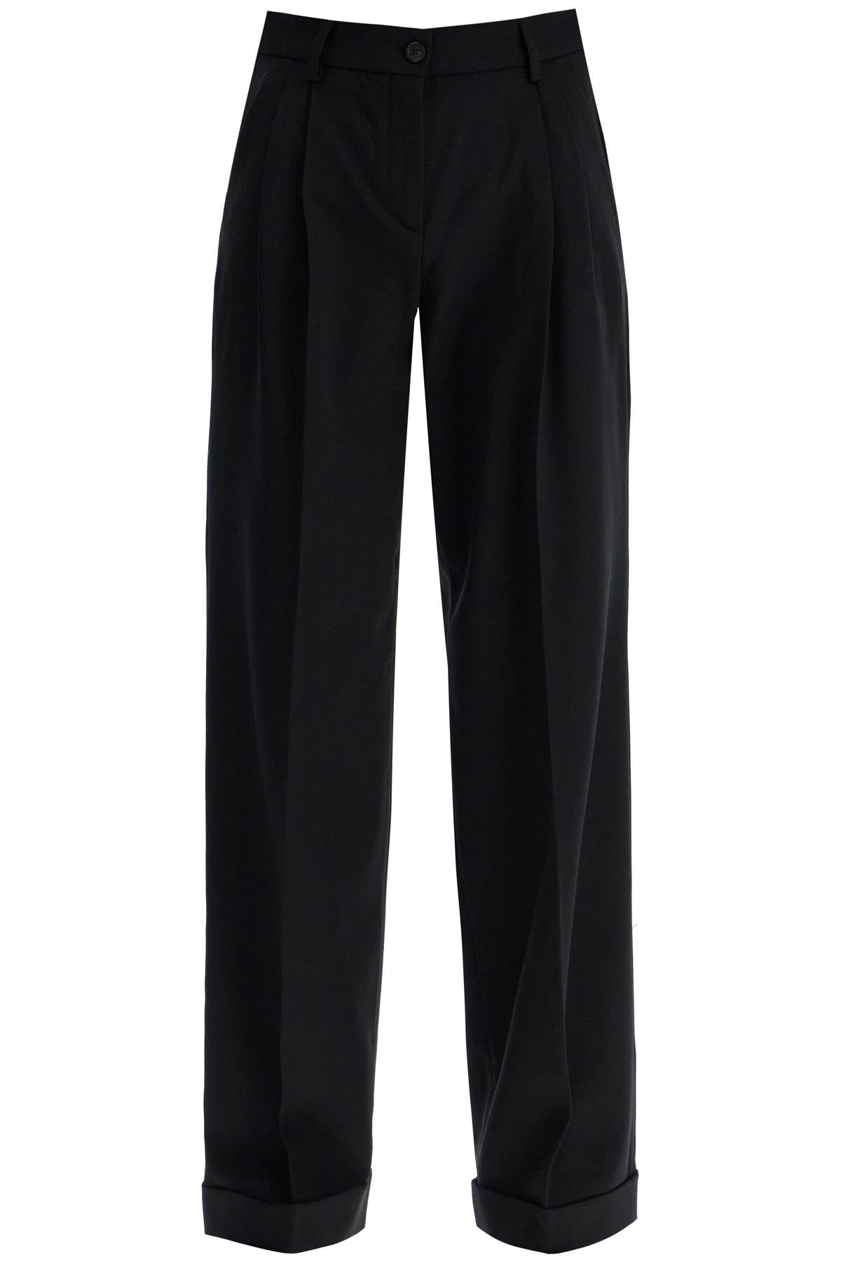 Pinko Twill Wide-Leg Trousers In Pal