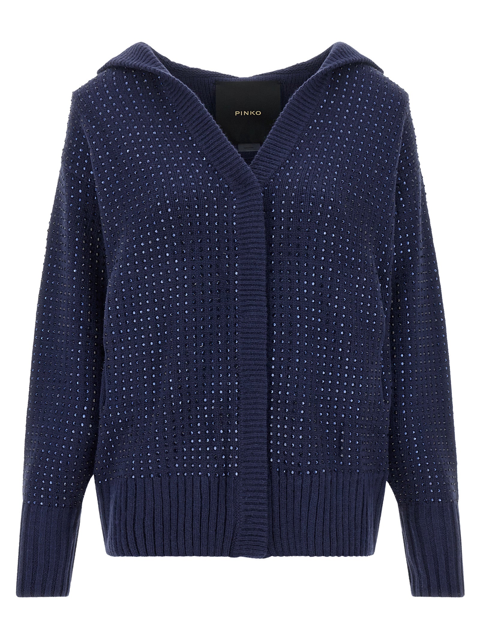 Pinko 'Seicento' Cardigan With Rhinestones And Hood