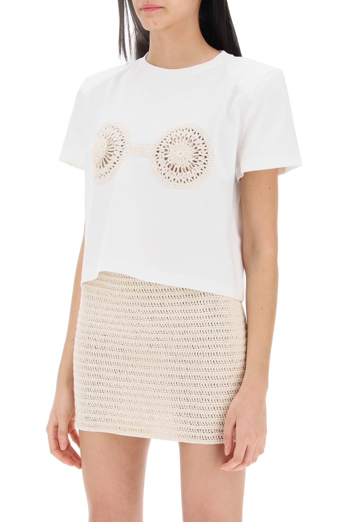 Magda Butrym Cropped T-Shirt With Crochet Insert