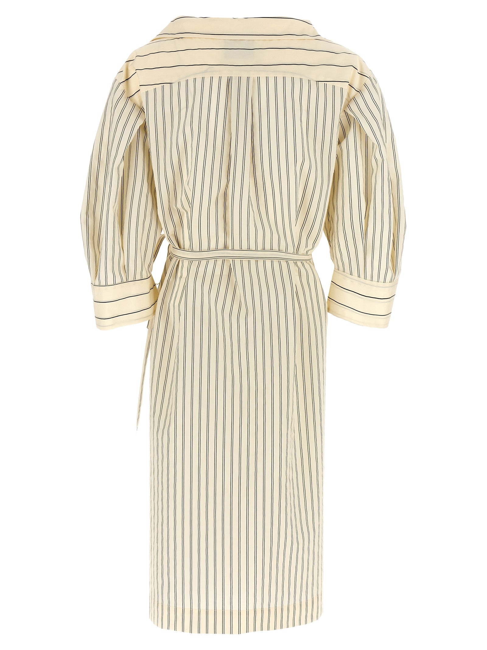 Nude Striped Shirt Dress