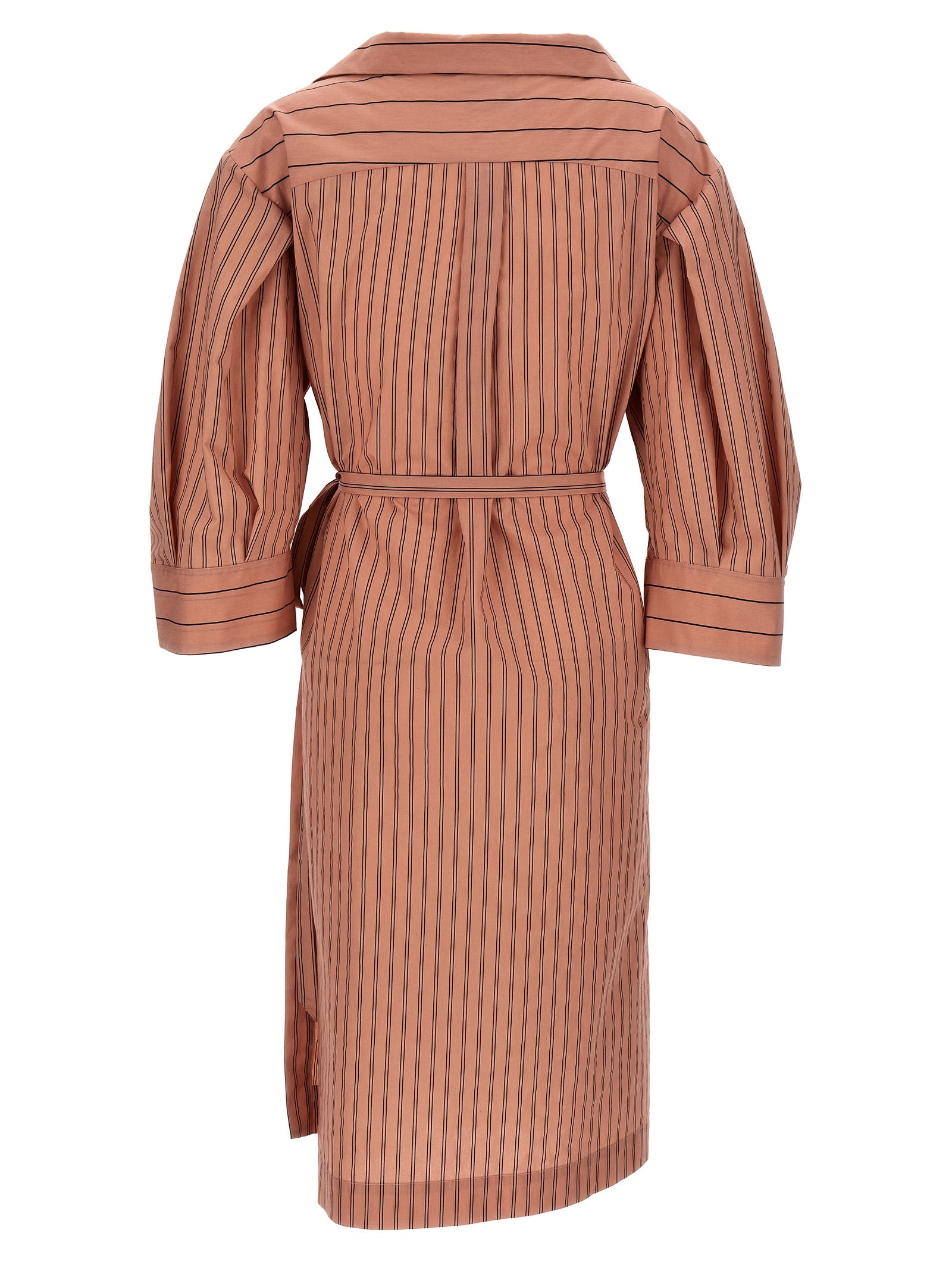 Nude Striped Shirt Dress