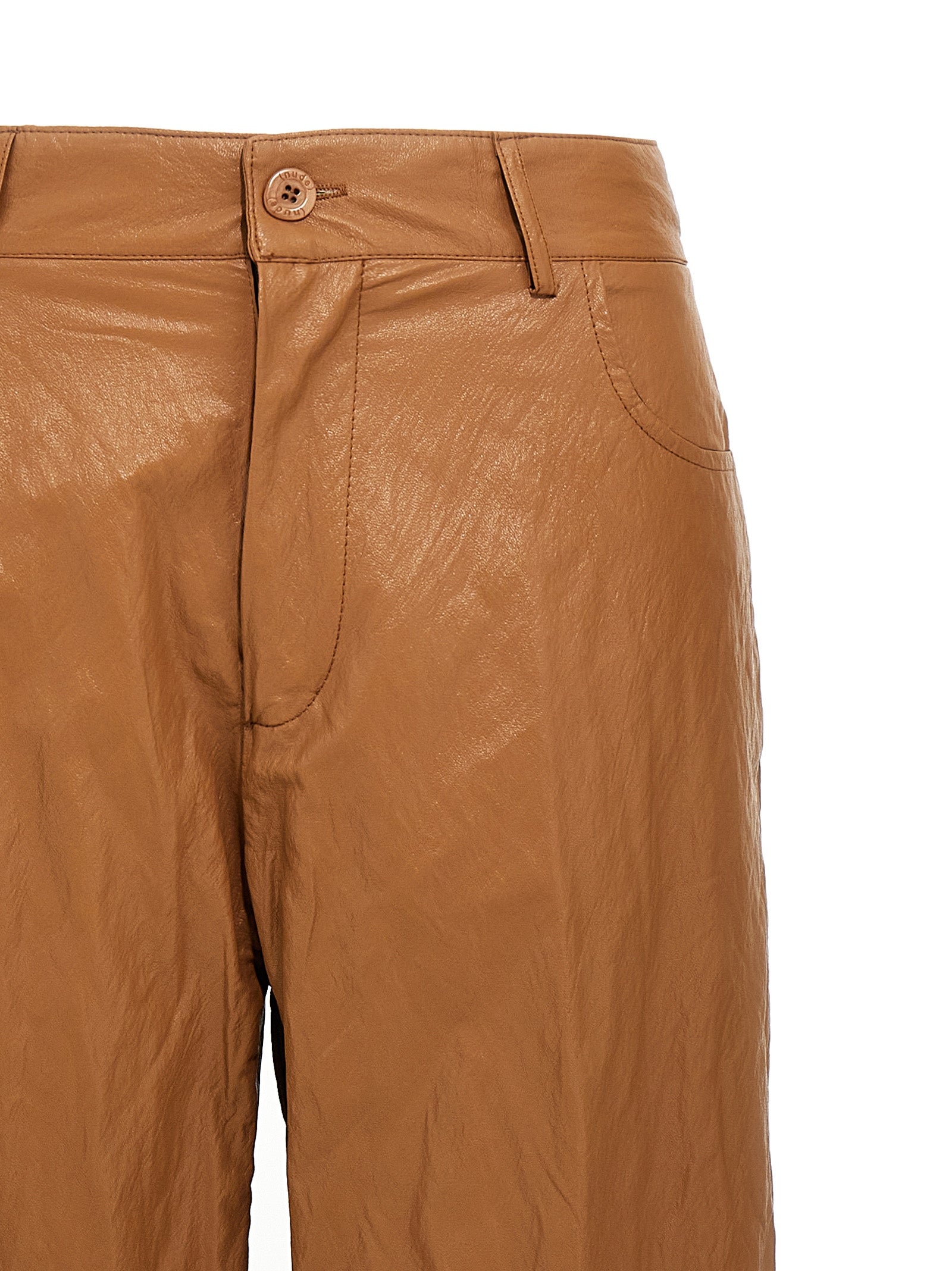 Nude Leather-Effect Pants