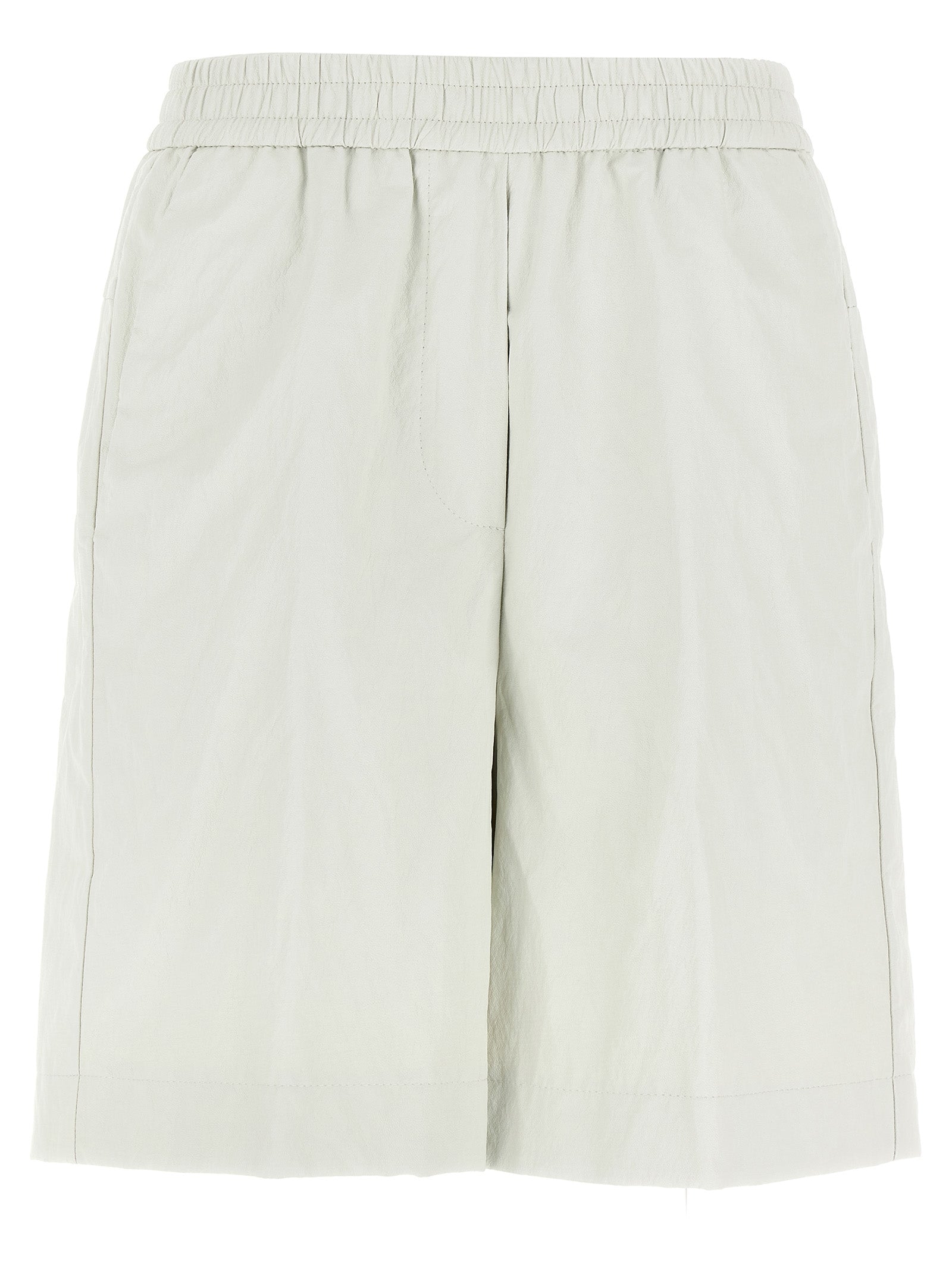 Nude Leather-Effect Bermuda Shorts