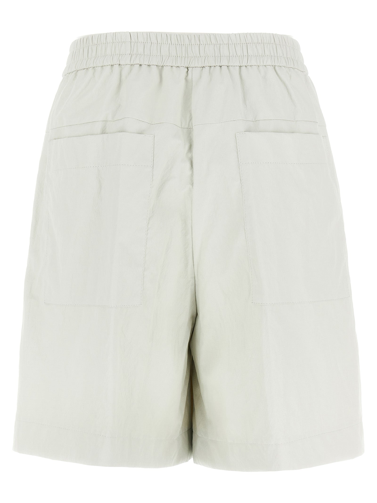 Nude Leather-Effect Bermuda Shorts