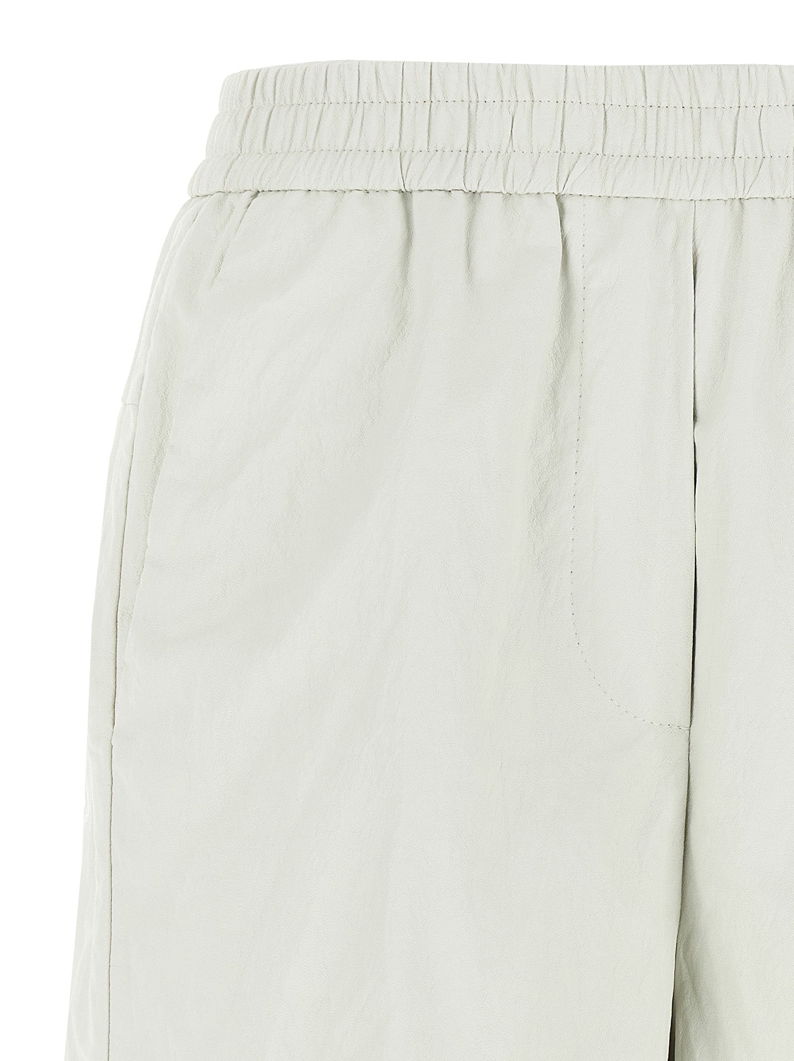 Nude Leather-Effect Bermuda Shorts