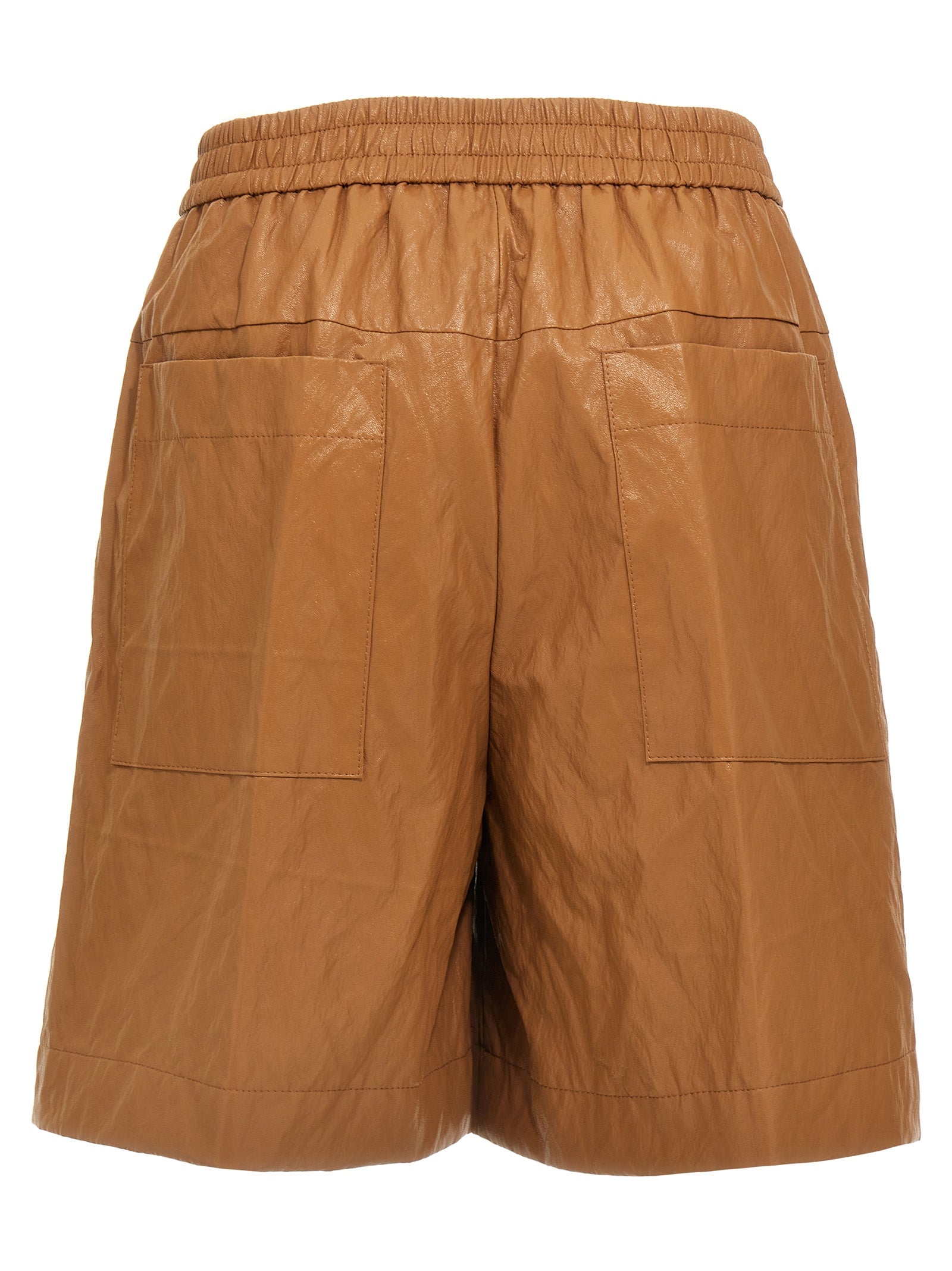 Nude Leather-Effect Bermuda Shorts