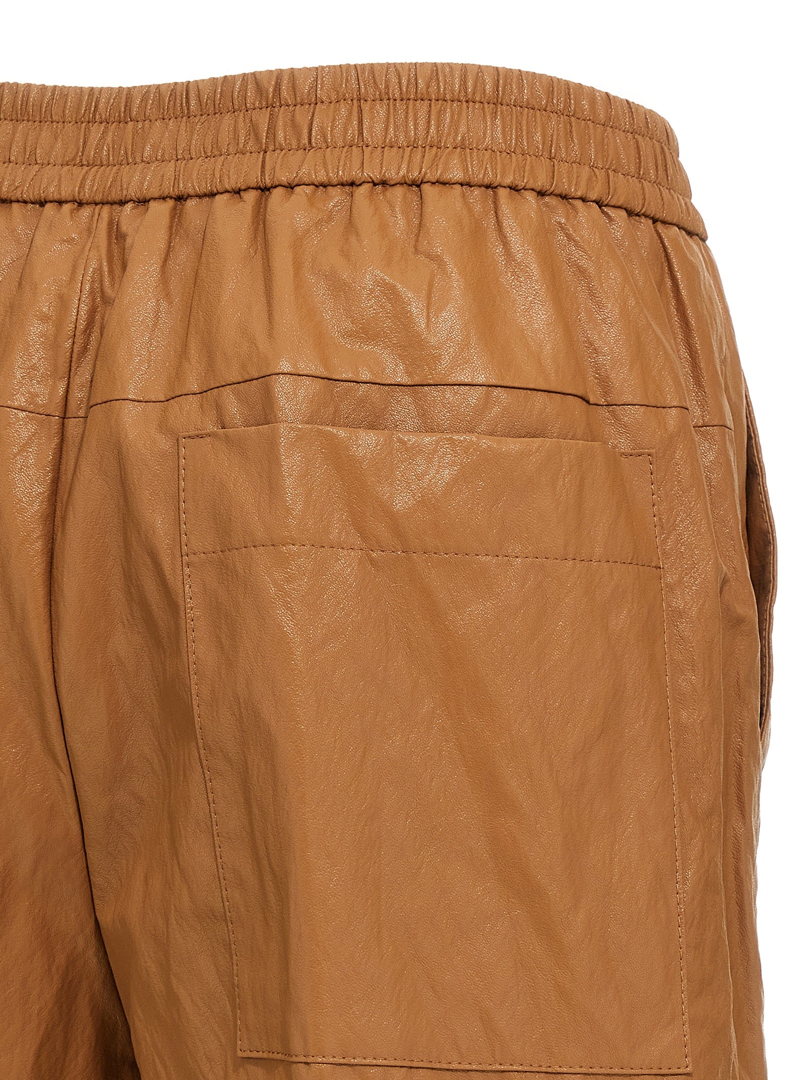 Nude Leather-Effect Bermuda Shorts