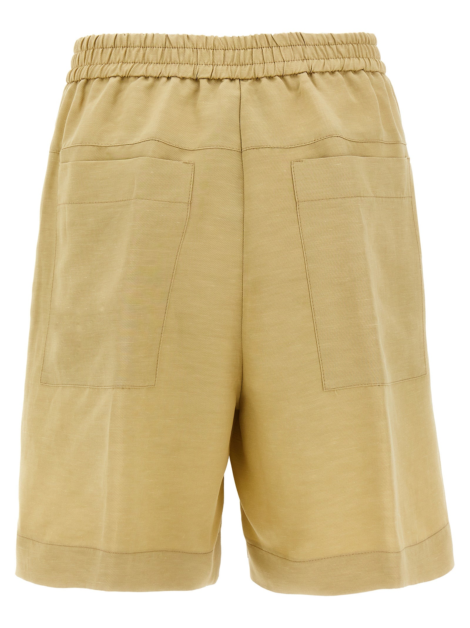 Nude Linen Bermuda Shorts