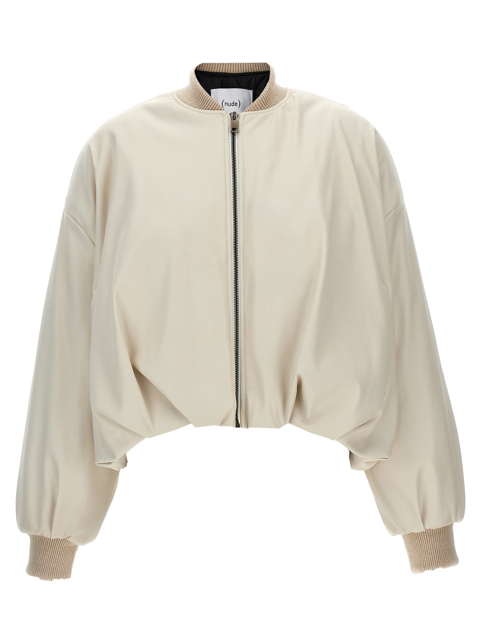 Nude Eco Leather Bomber Jacket