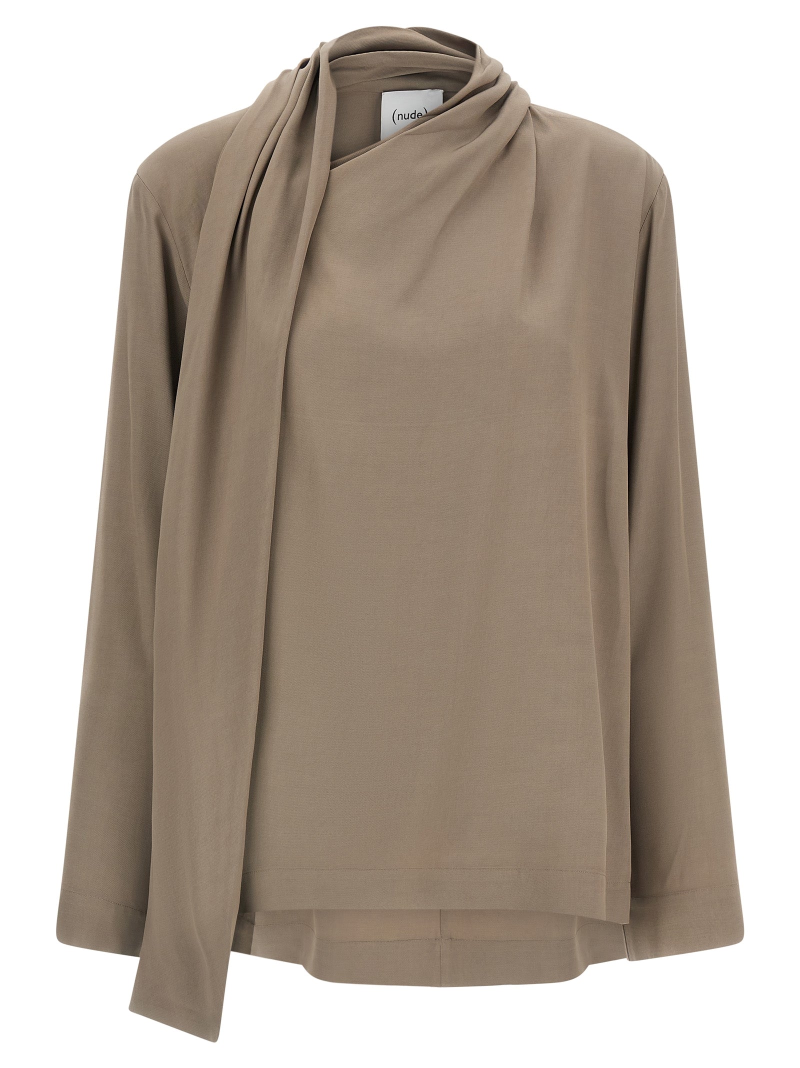 Nude Draped Panel Blouse
