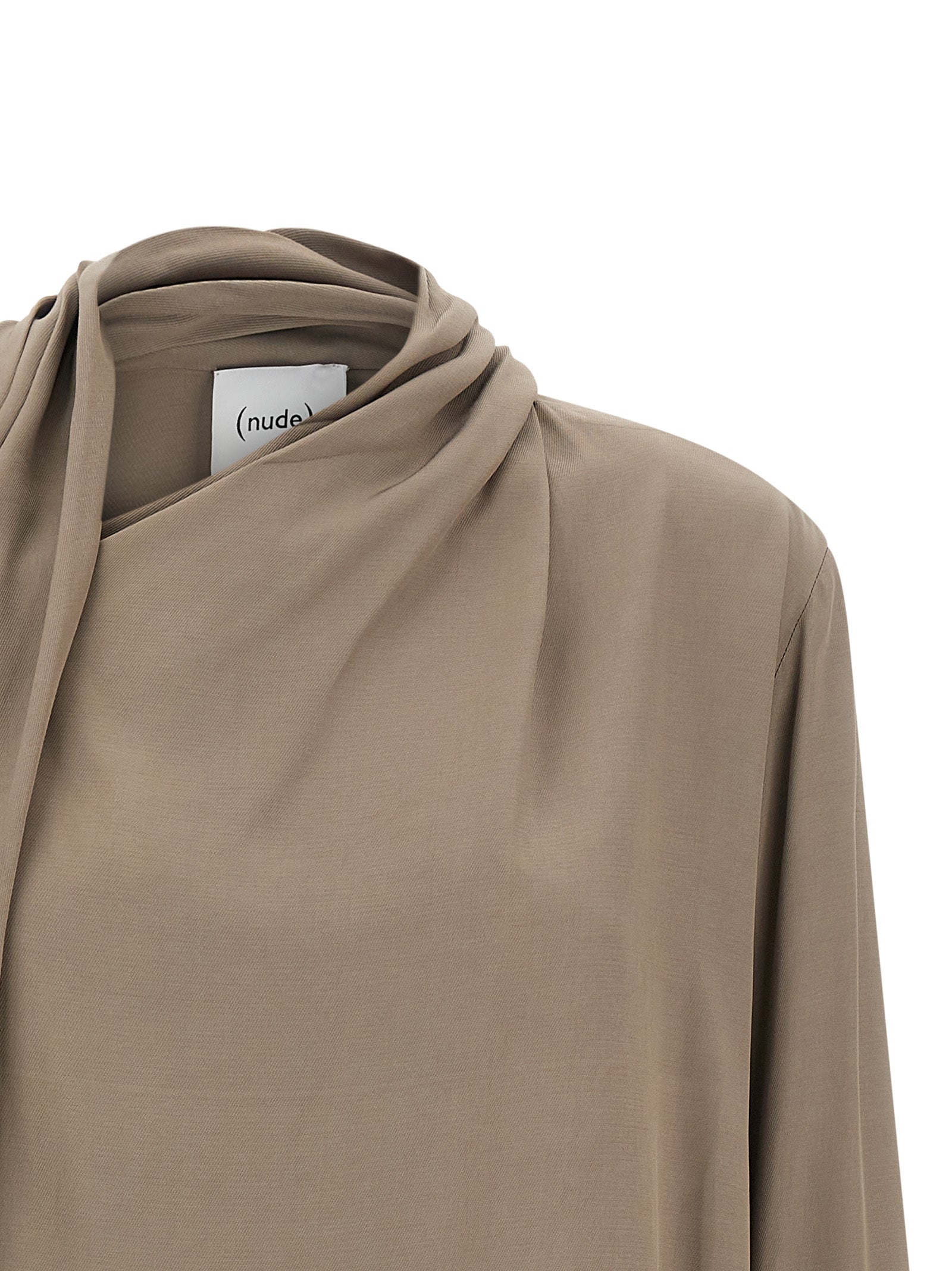 Nude Draped Panel Blouse