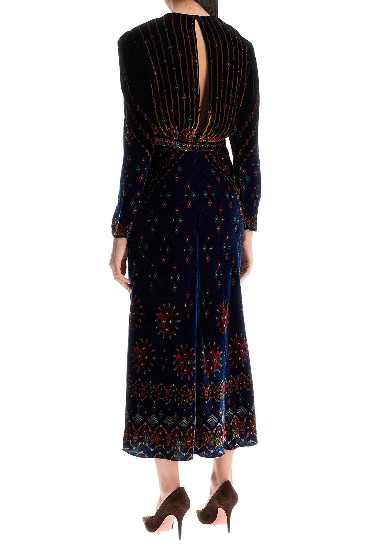 Saloni Printed Velvet Claudia Dress For