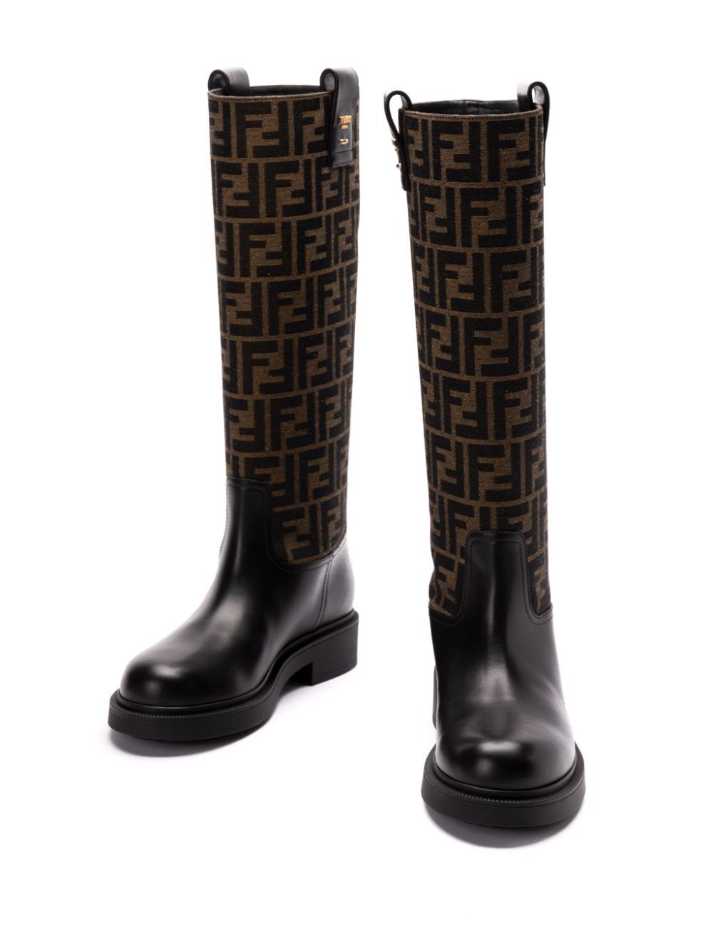 Fendi Fendi Filo Leather And Ff Fabric Boots