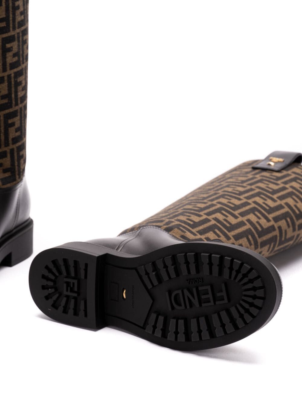 Fendi Fendi Filo Leather And Ff Fabric Boots