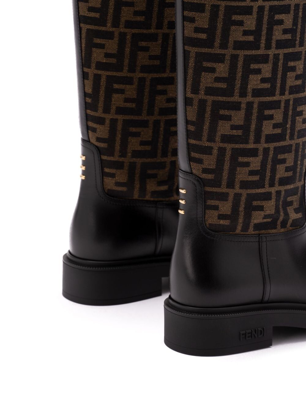 Fendi Fendi Filo Leather And Ff Fabric Boots