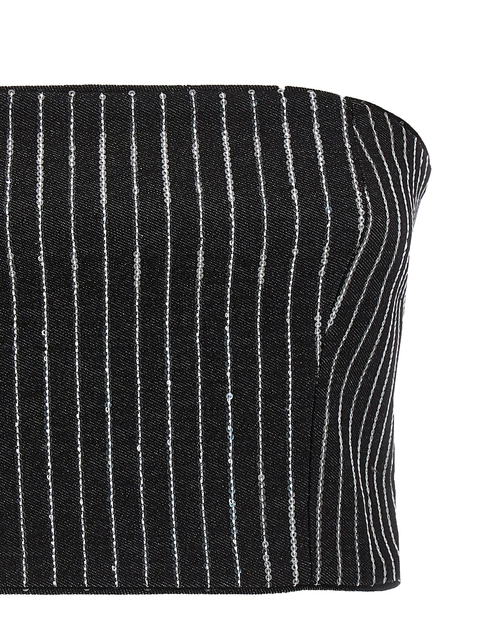 Rotate Birger Christensen Sequin Pinstripe Crop Top