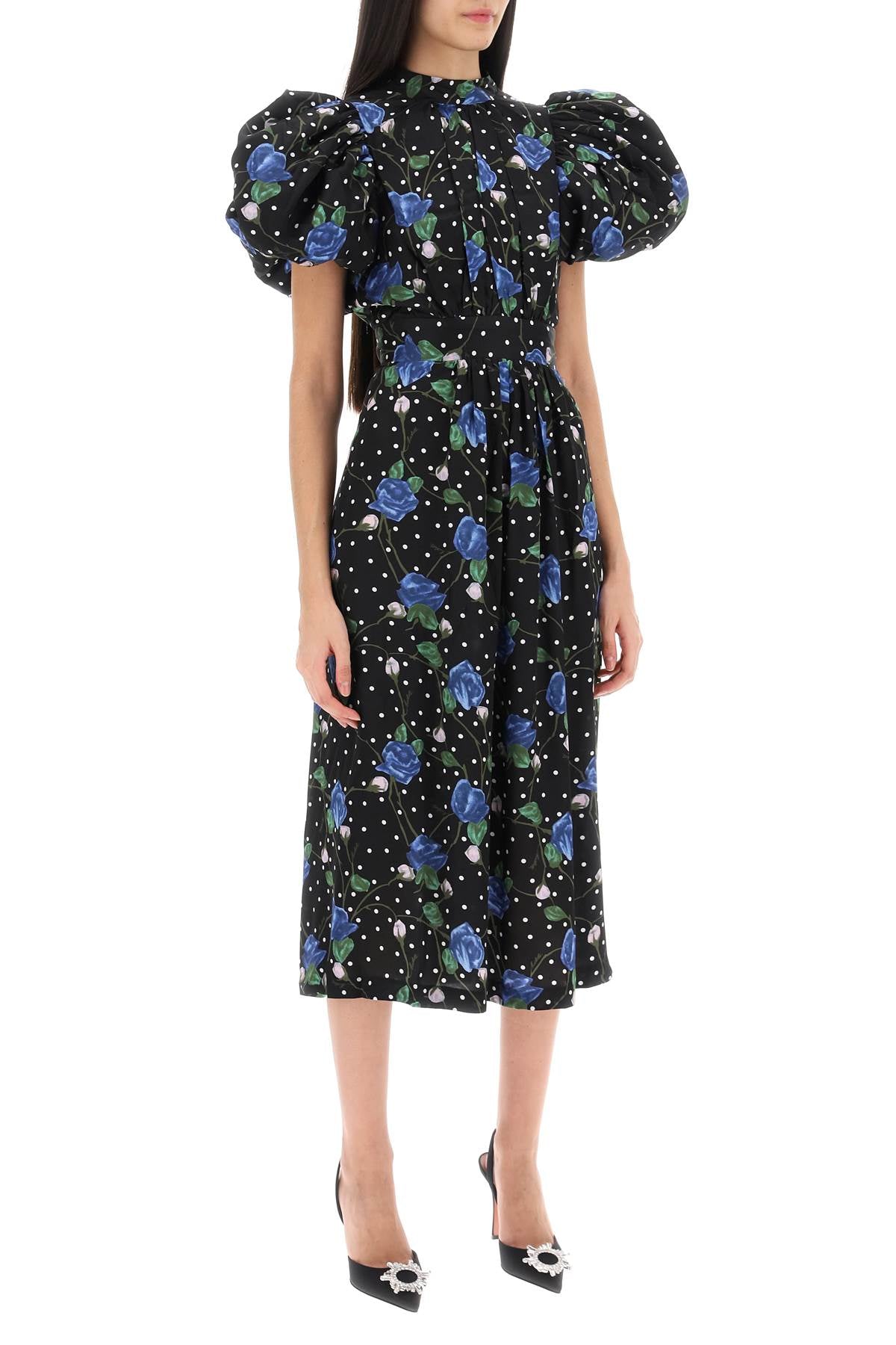 Rotate Midi Dress With Balloon Sleeves