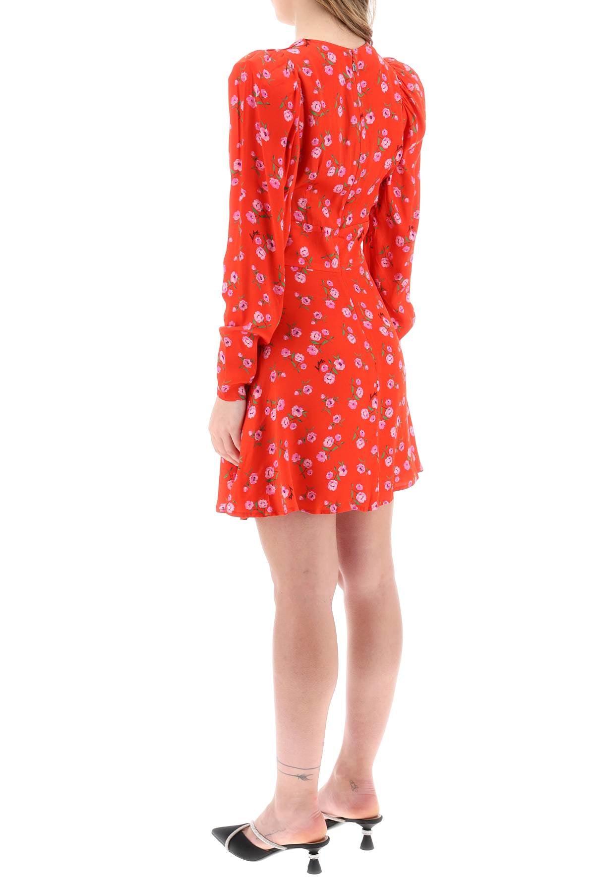 Rotate Floral Printed Satin Mini Dress