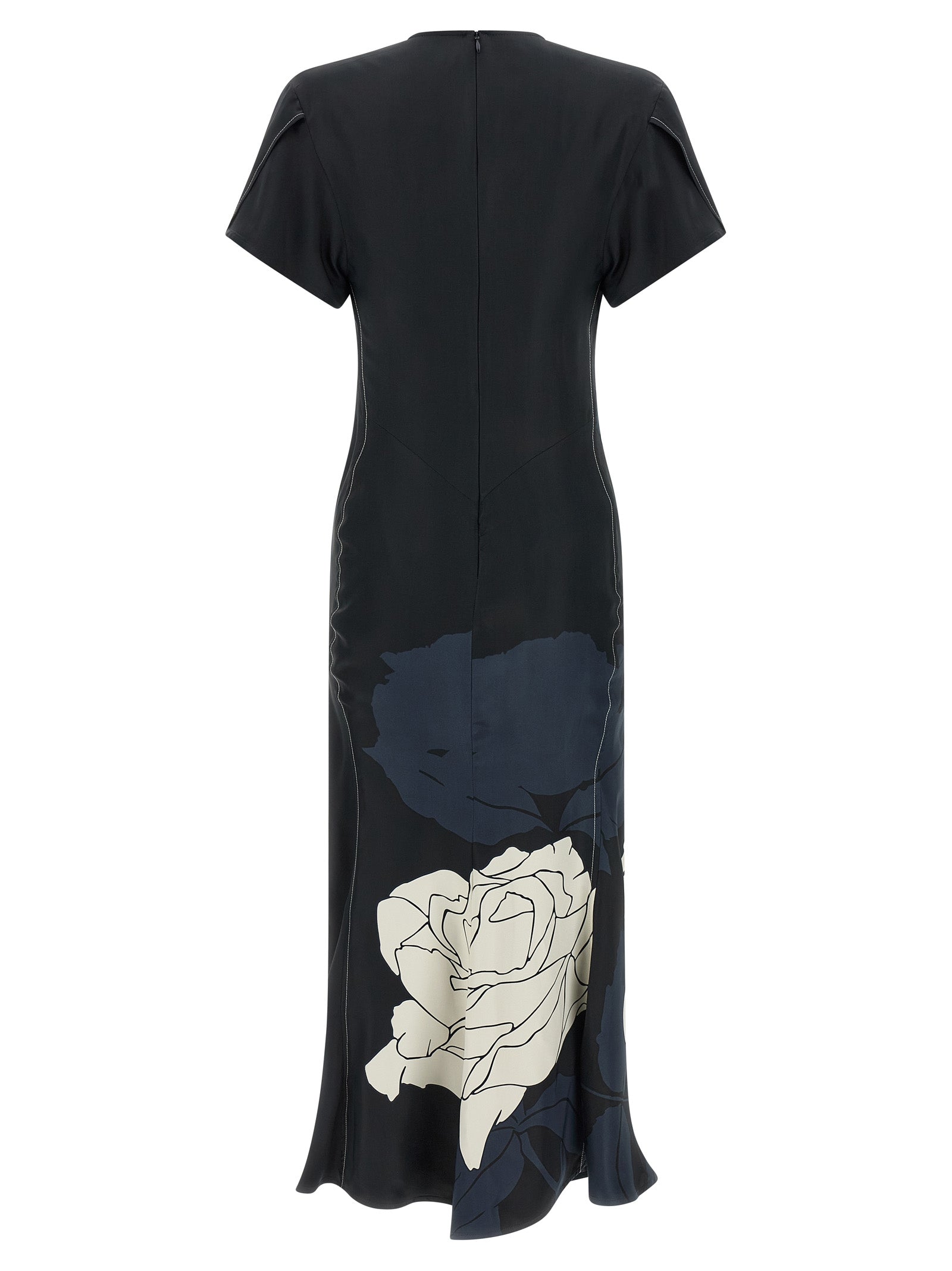 Victoria Beckham 'Gathered V-Neck' Midi Dress