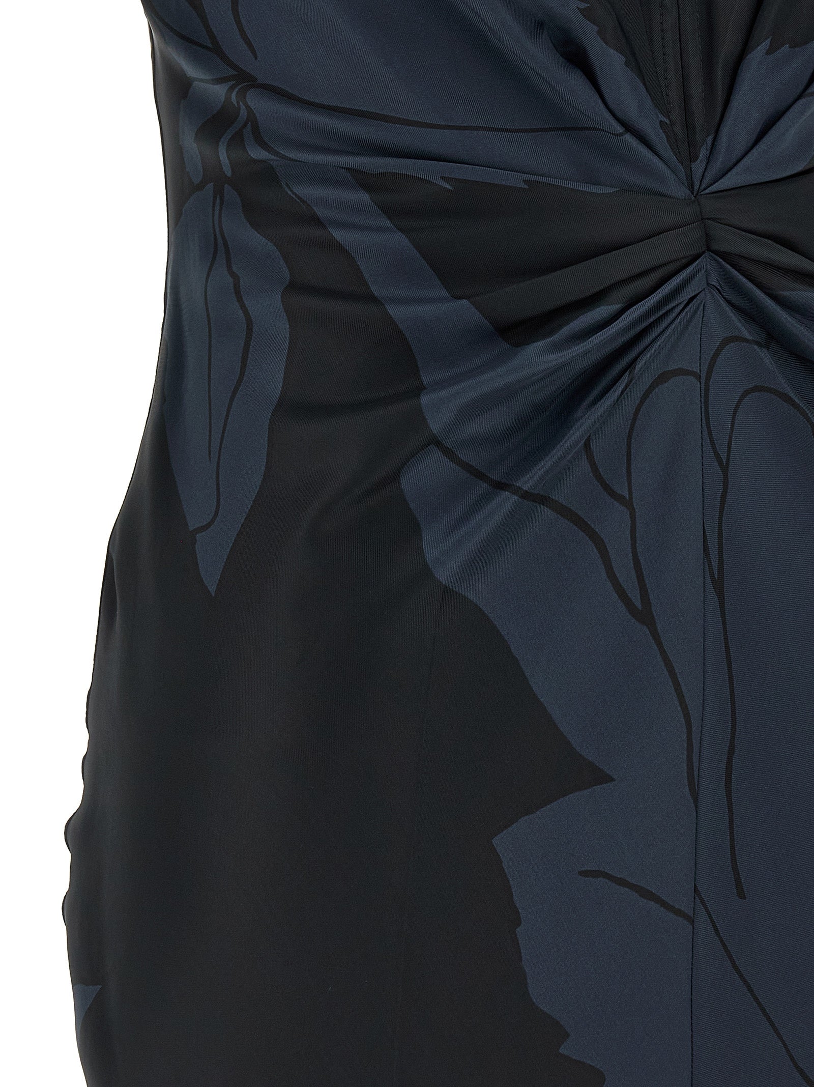 Victoria Beckham 'Gathered V-Neck' Midi Dress