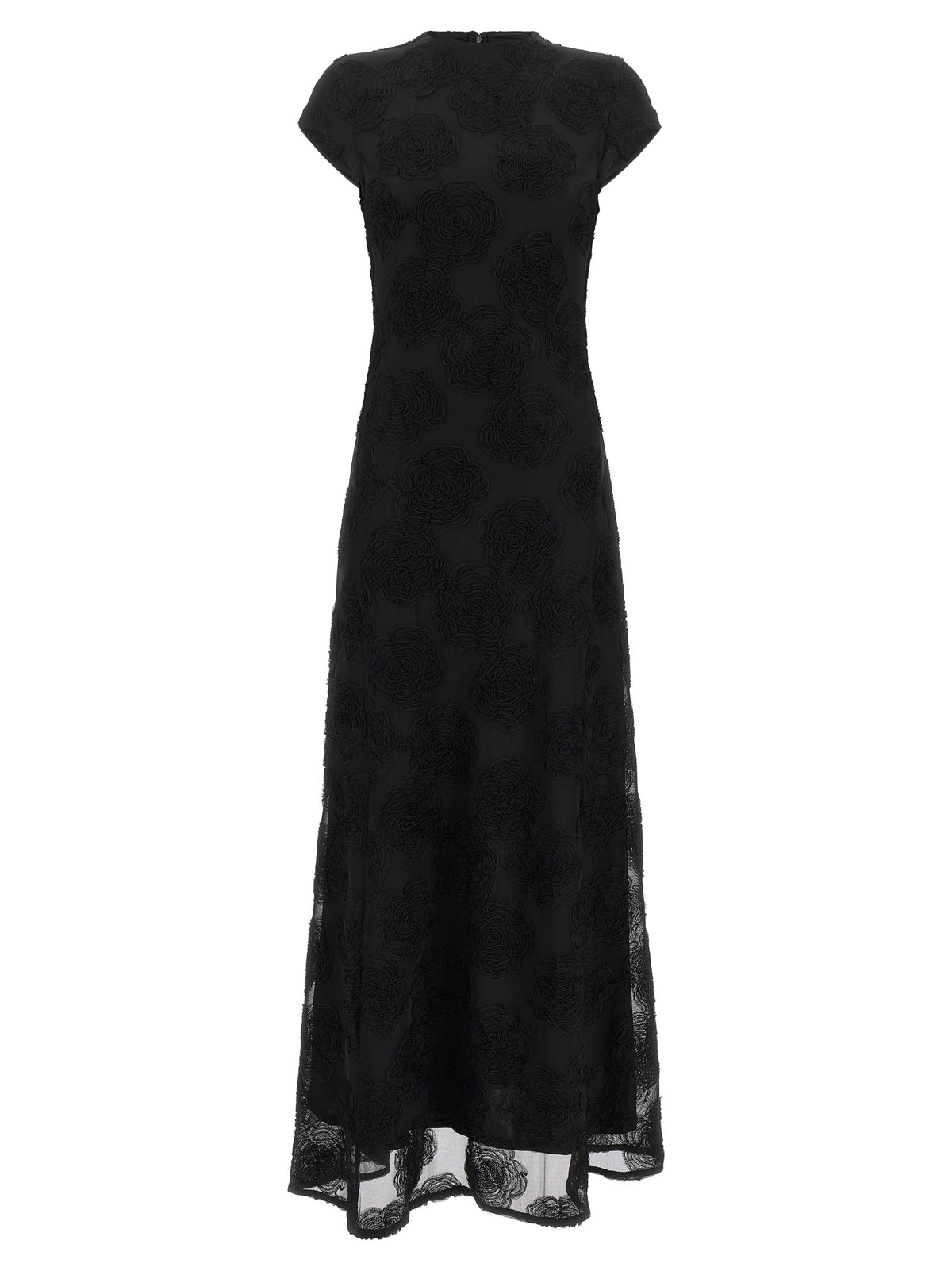 Rotate Birger Christensen Black 'Flower Mesh Maxi' Dress
