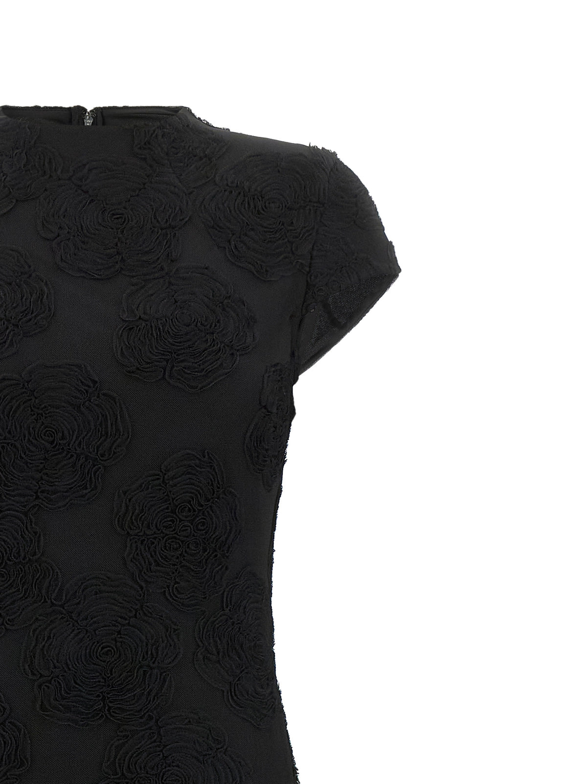 Rotate Birger Christensen Black 'Flower Mesh Maxi' Dress