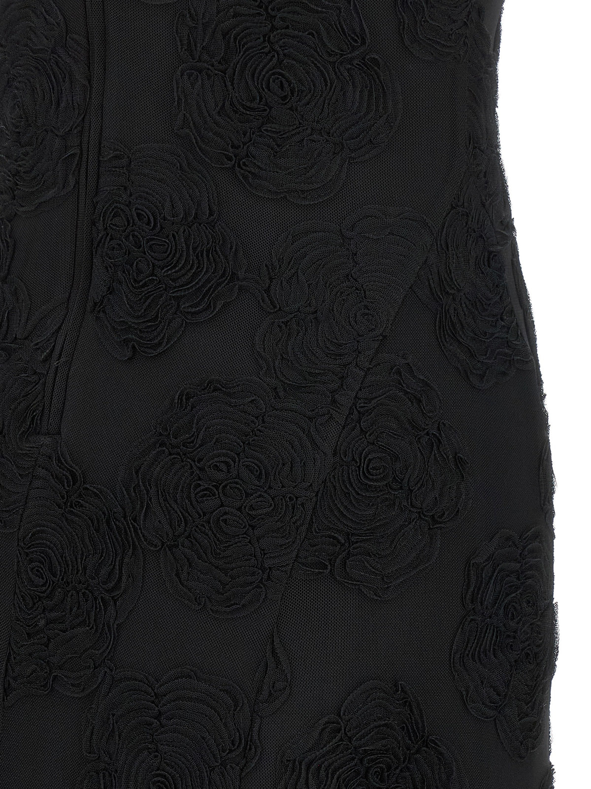 Rotate Birger Christensen Black 'Flower Mesh Maxi' Dress