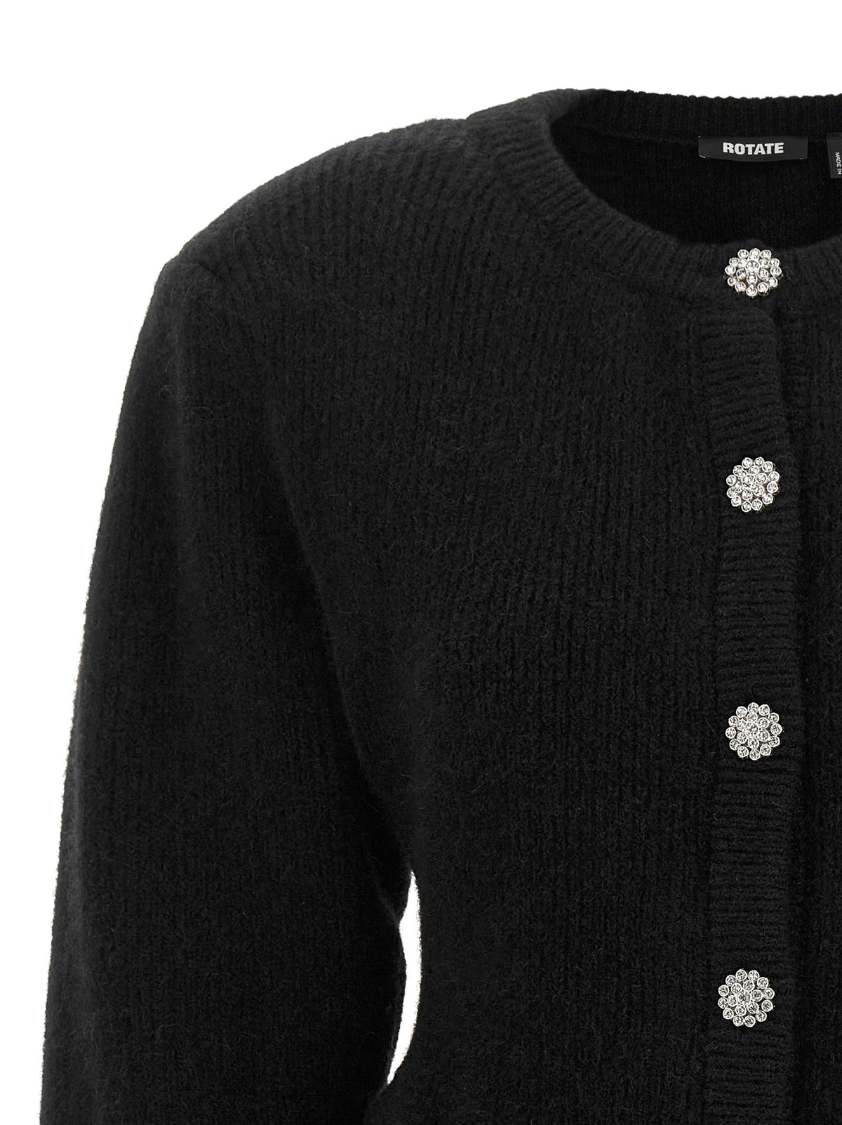 Rotate Birger Christensen Black Jewel Button Cardigan