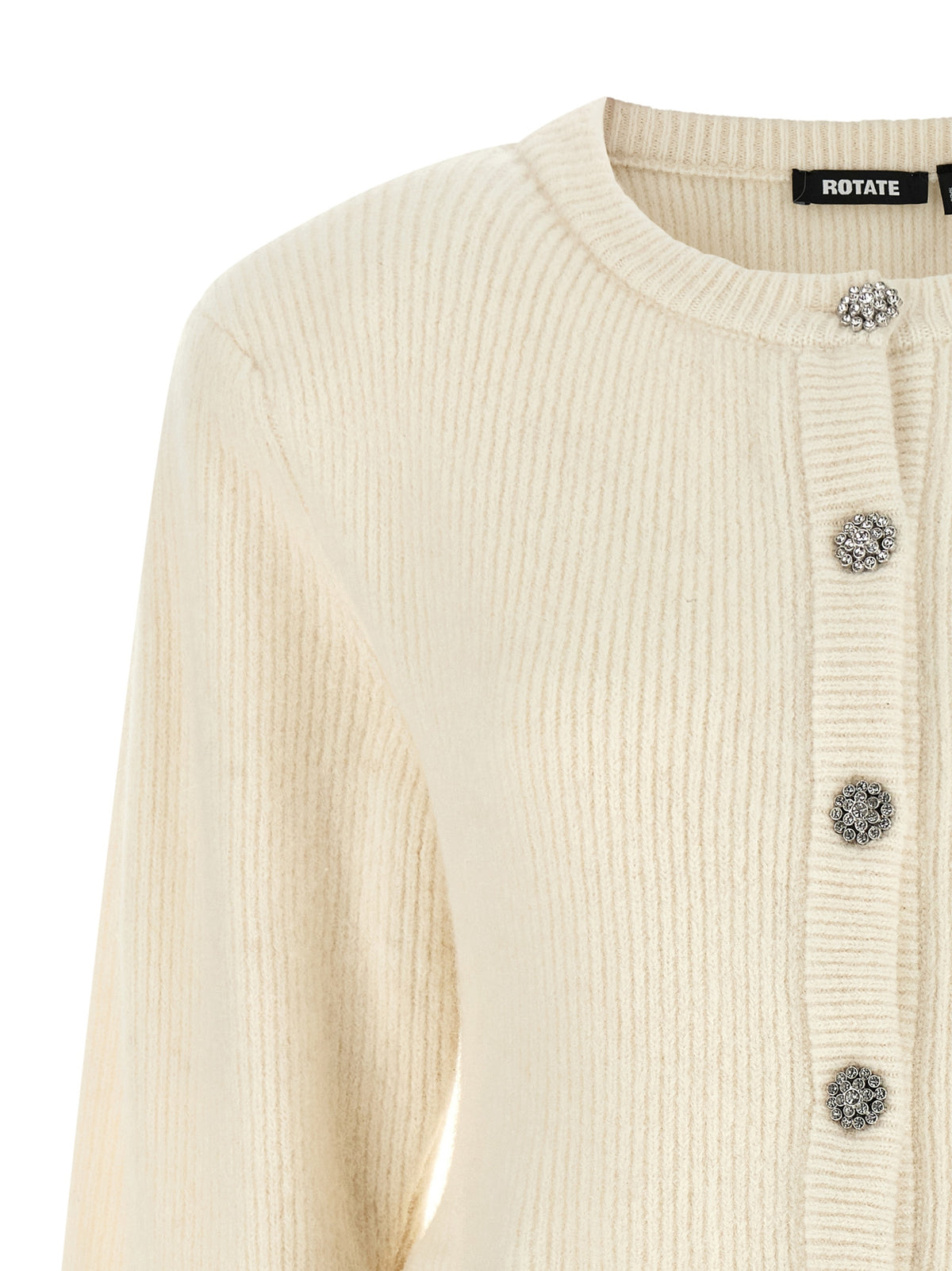 Rotate Birger Christensen White Jewel Buttons Cardigan