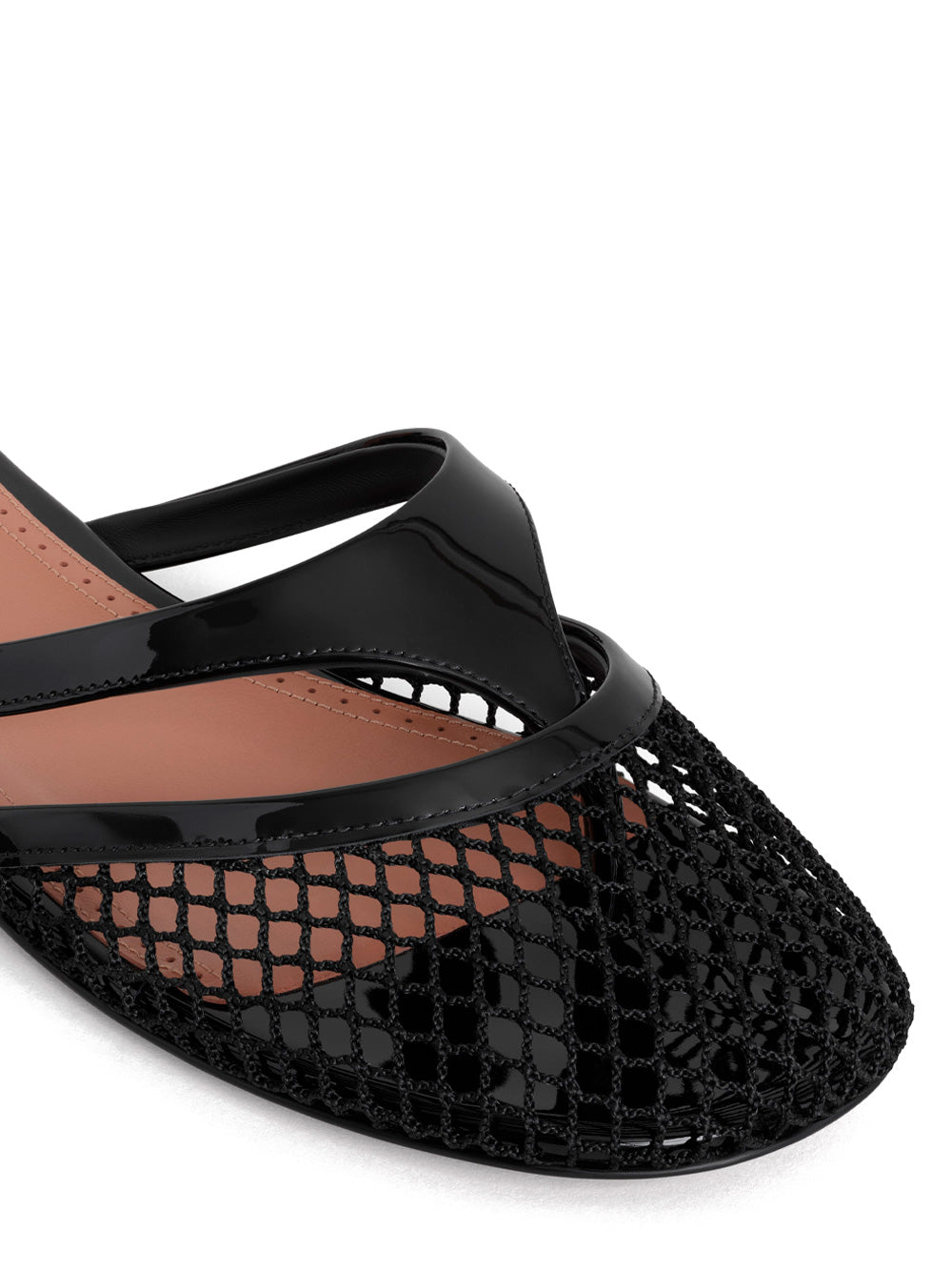Alaïa Fishnet And Leather Infradito Flat Mules